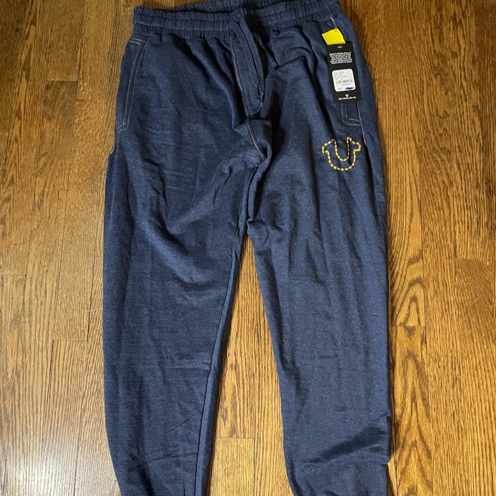 True Religion Dark Blue Joggers with Gold Logo